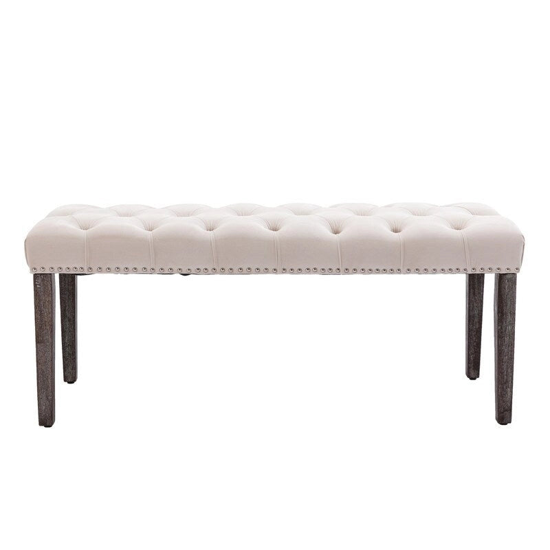 45.28 L Velvet Upholstered Tufted Bench Ottoman