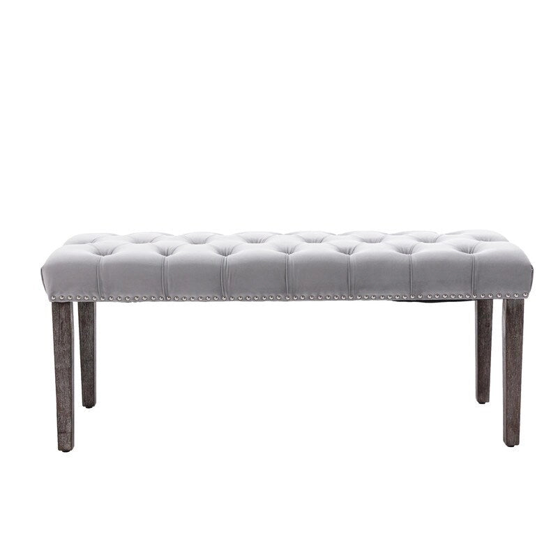 45.28 L Velvet Upholstered Tufted Bench Ottoman