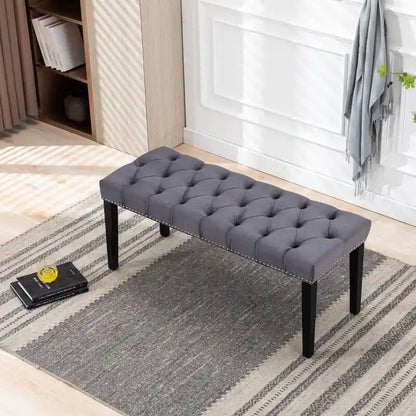 45.28 L Velvet Upholstered Tufted Bench Ottoman