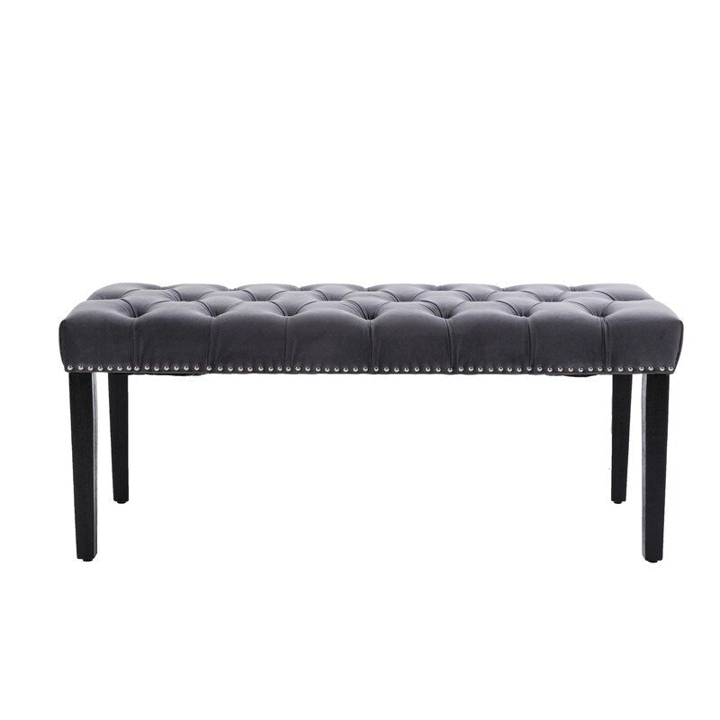 45.28 L Velvet Upholstered Tufted Bench Ottoman