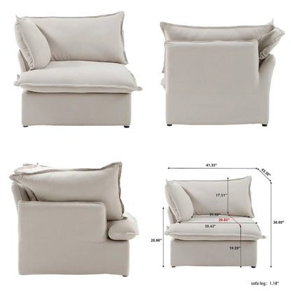 L Shape Modular Sectional Sofa 5 Seats with Chaise Ottoman