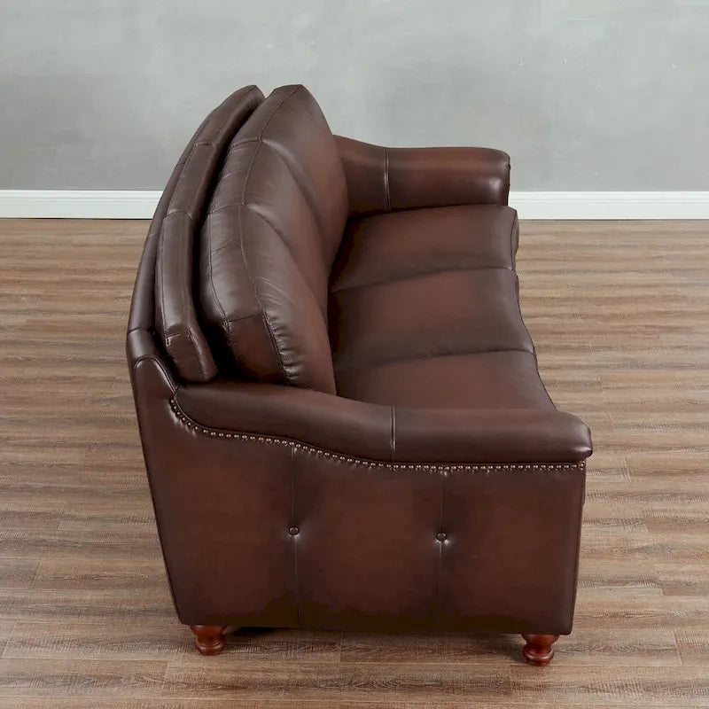 Hydeline Belfast Top Grain Leather Sofa Couch, Feather, Memory Foam and Springs