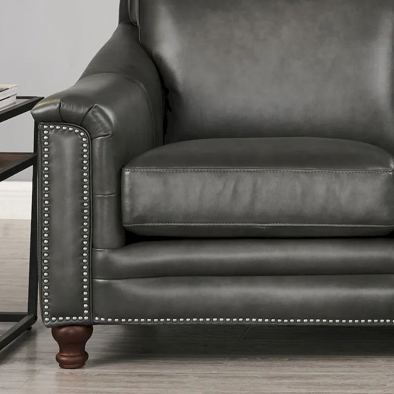 Hydeline Belfast Top Grain Leather Sofa Couch, Feather, Memory Foam and Springs
