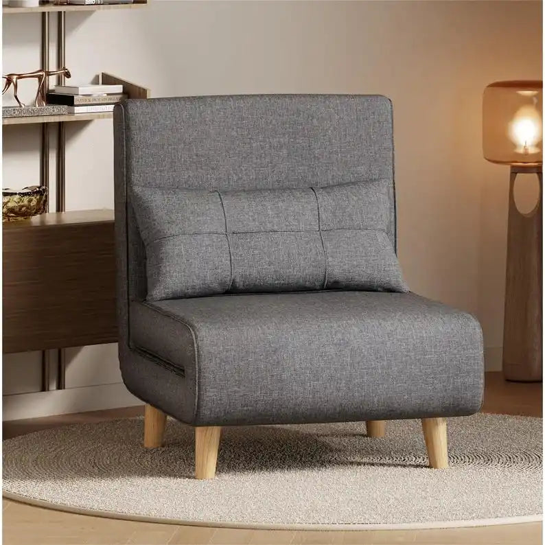 3 in 1 Convertible Upholstered Sofa Bed Sleeper Chair, Chaise Lounge Sofa, Folding Sleeper Chair, Recliner Chair with Pillow