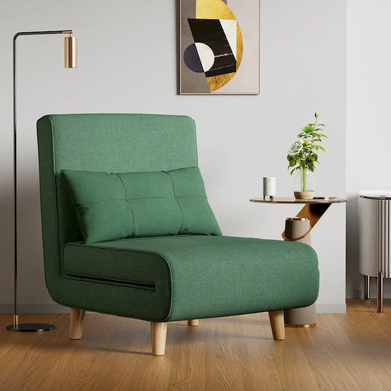 3 in 1 Convertible Upholstered Sofa Bed Sleeper Chair, Chaise Lounge Sofa, Folding Sleeper Chair, Recliner Chair with Pillow