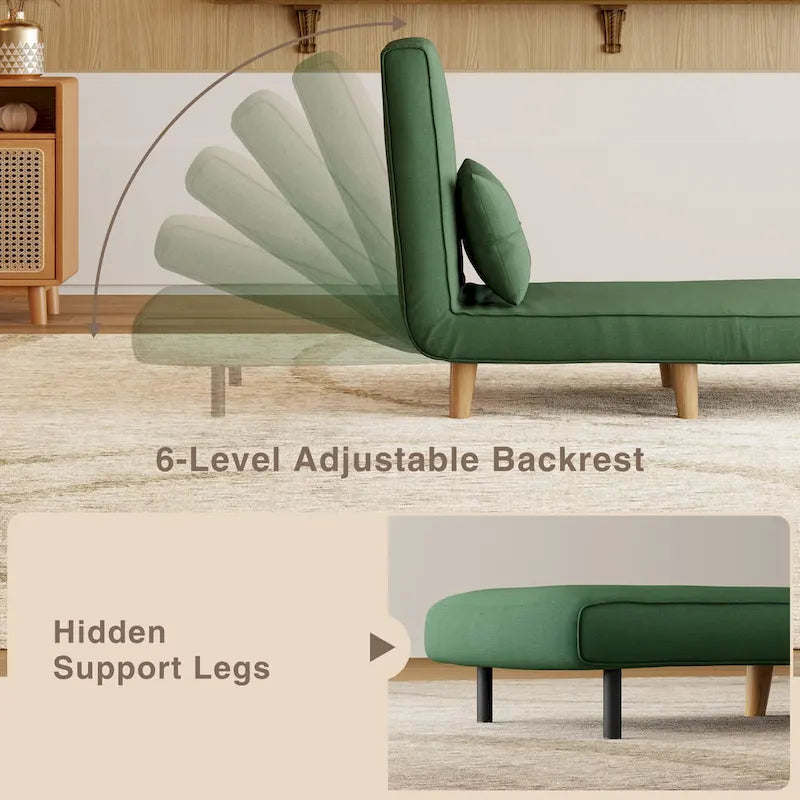 3 in 1 Convertible Upholstered Sofa Bed Sleeper Chair, Chaise Lounge Sofa, Folding Sleeper Chair, Recliner Chair with Pillow