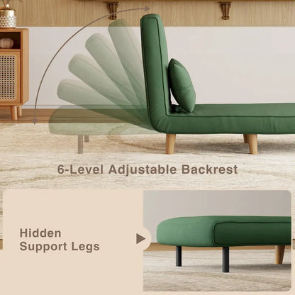 3 in 1 Convertible Upholstered Sofa Bed Sleeper Chair, Chaise Lounge Sofa, Folding Sleeper Chair, Recliner Chair with Pillow