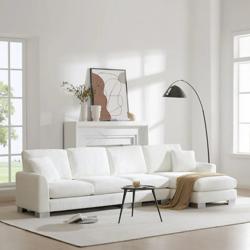119*55  Oversized Sectional Sofa,L-shaped Luxury Couch Set with 2 Free pillows,5-seat Chenille Indoor Furniture with Chaise