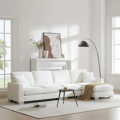 119*55  Oversized Sectional Sofa,L-shaped Luxury Couch Set with 2 Free pillows,5-seat Chenille Indoor Furniture with Chaise