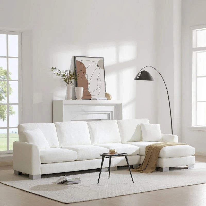 119*55  Oversized Sectional Sofa,L-shaped Luxury Couch Set with 2 Free pillows,5-seat Chenille Indoor Furniture with Chaise