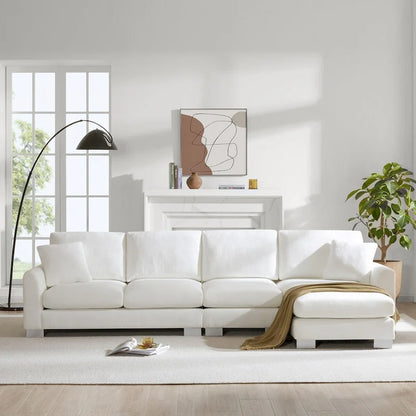 119*55  Oversized Sectional Sofa,L-shaped Luxury Couch Set with 2 Free pillows,5-seat Chenille Indoor Furniture with Chaise