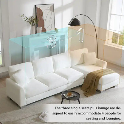 119*55  Oversized Sectional Sofa,L-shaped Luxury Couch Set with 2 Free pillows,5-seat Chenille Indoor Furniture with Chaise