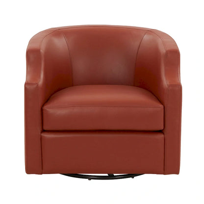 Everette Midnight Blue Top Grain Leather Swivel Glider Barrel Chair by Greyson Living