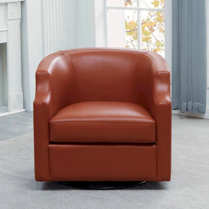 Everette Midnight Blue Top Grain Leather Swivel Glider Barrel Chair by Greyson Living