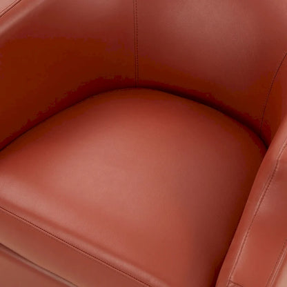Everette Midnight Blue Top Grain Leather Swivel Glider Barrel Chair by Greyson Living