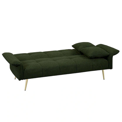 Futon Sofa Bed, Teddy Velvet Foldable Couch Convertible Loveseat Sleeper Daybed with Adjustable Armrests for Small Space