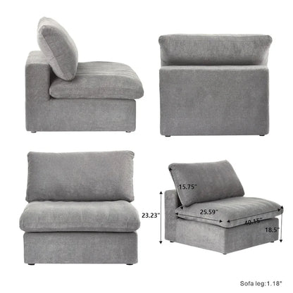Large U-Shape Linen Reversible Modular Seating Component Sectional with 2 Ottoman