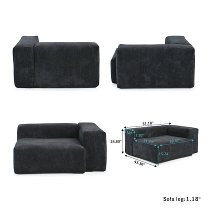 Large U-Shape Linen Reversible Modular Seating Component Sectional with 2 Ottoman