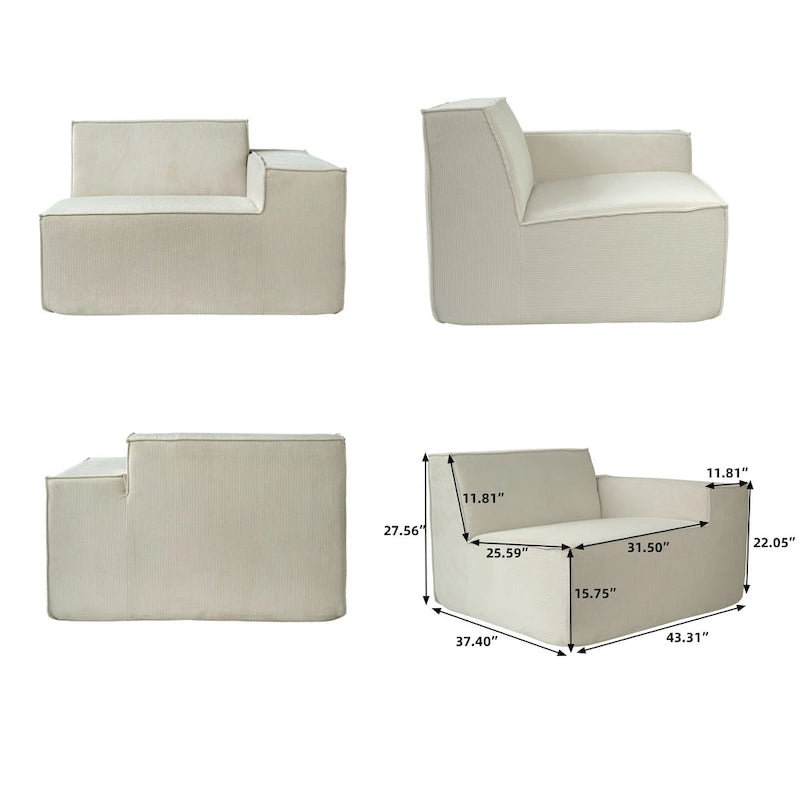Modern Modular Sectional Sofa with 3 Pillows, Convertible Living Room Couch with Ottomans