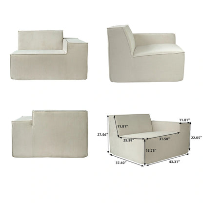 Modern Modular Sectional Sofa with 3 Pillows, Convertible Living Room Couch with Ottomans
