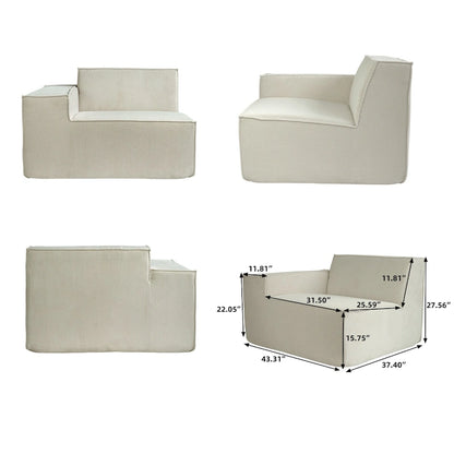 Modern Modular Sectional Sofa with 3 Pillows, Convertible Living Room Couch with Ottomans