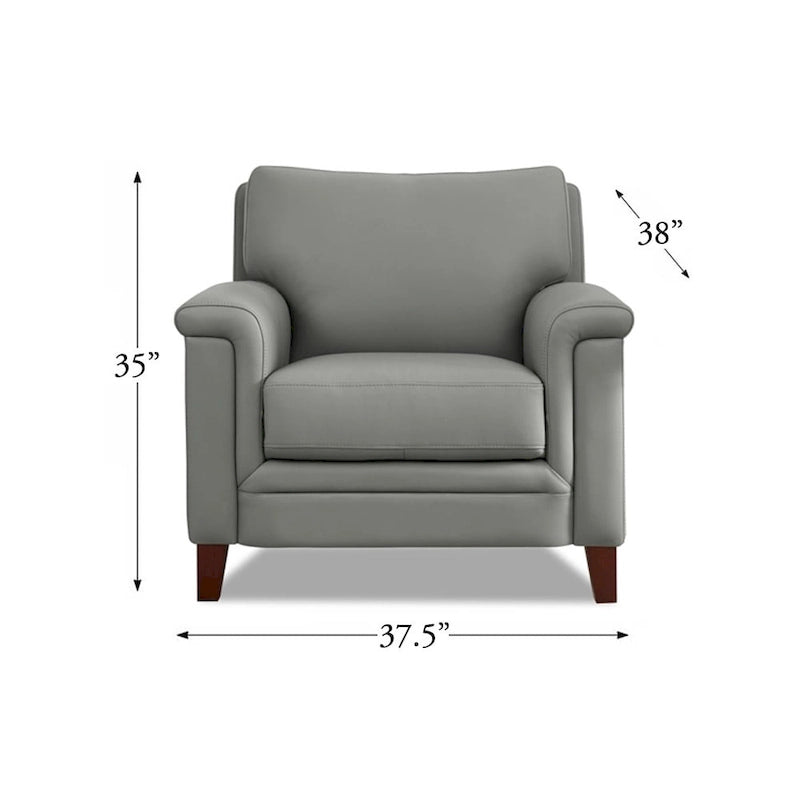 Hydeline Westcott Top Grain Leather Sofa and Chair Set with Memory Foam and Springs