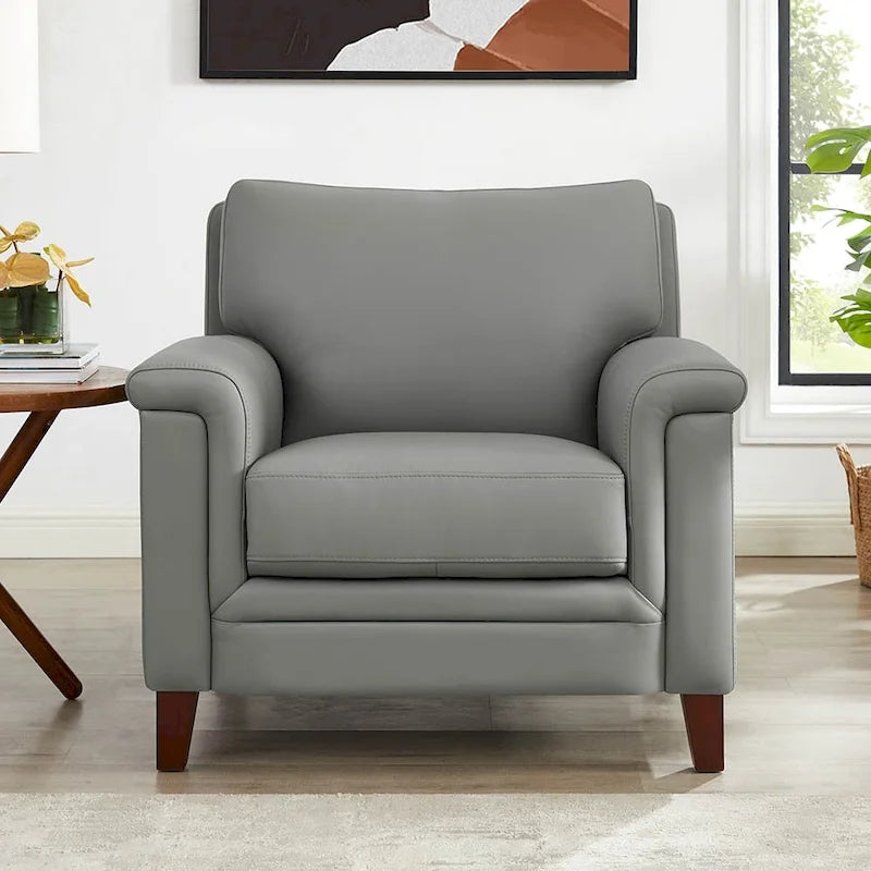 Hydeline Westcott Top Grain Leather Sofa and Chair Set with Memory Foam and Springs