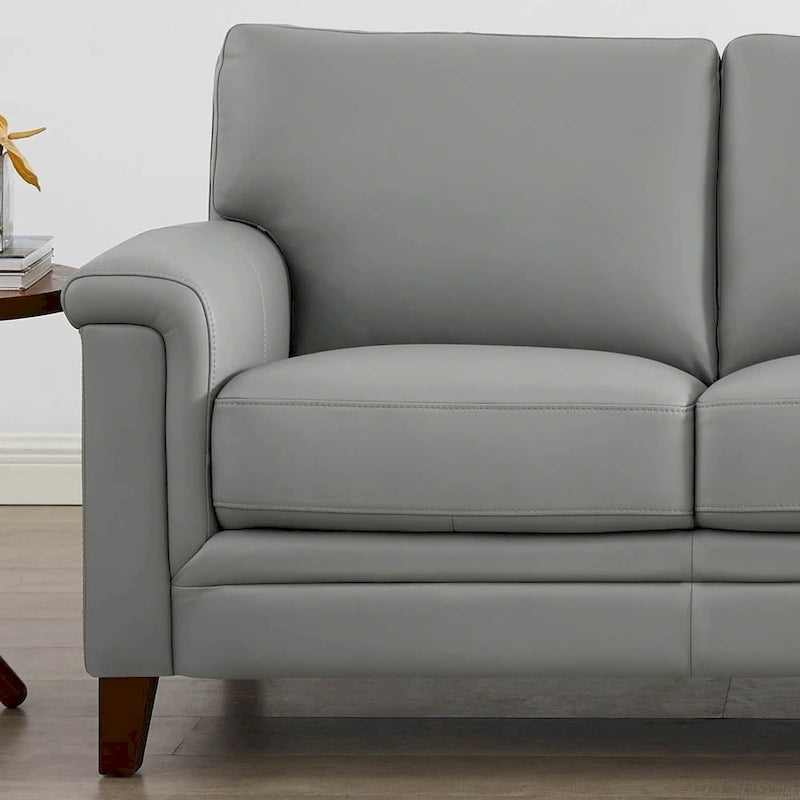 Hydeline Westcott Top Grain Leather Sofa and Chair Set with Memory Foam and Springs