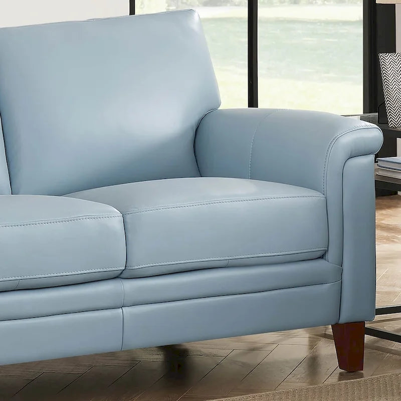 Hydeline Westcott Top Grain Leather Sofa and Chair Set with Memory Foam and Springs