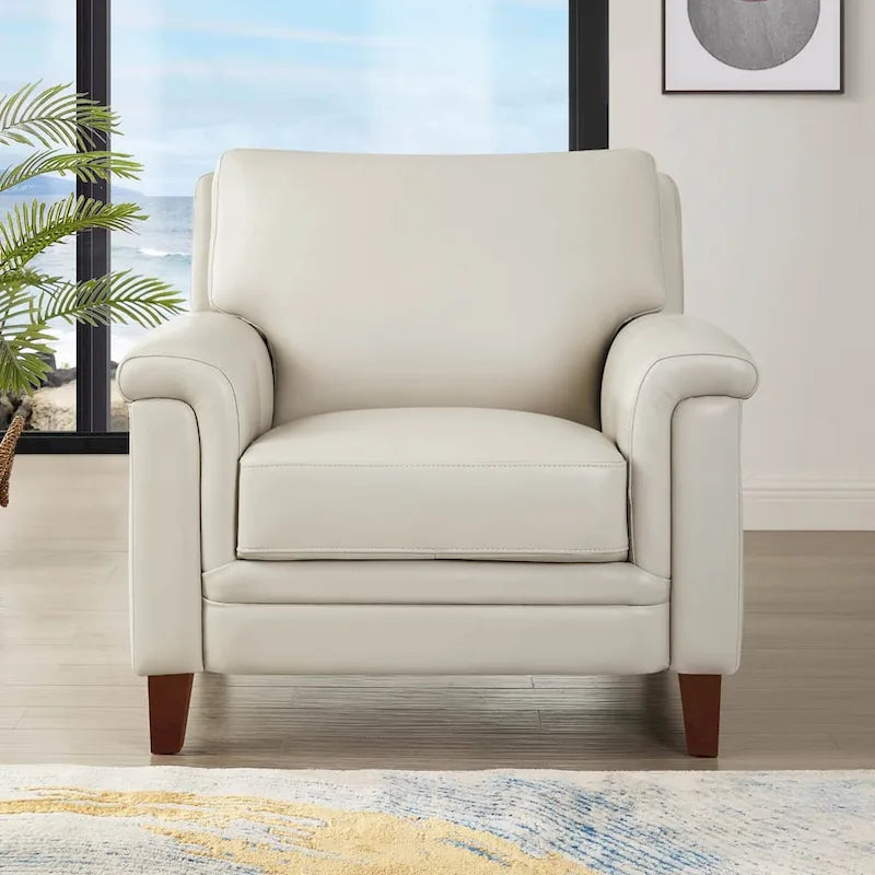 Hydeline Westcott Top Grain Leather Sofa and Chair Set with Memory Foam and Springs