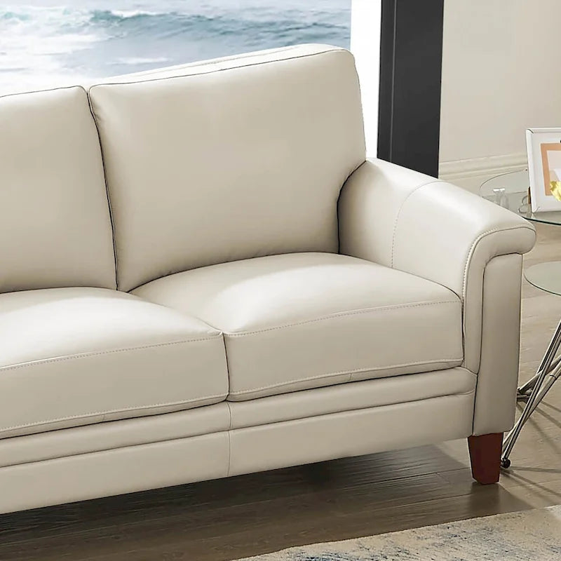 Hydeline Westcott Top Grain Leather Sofa and Chair Set with Memory Foam and Springs