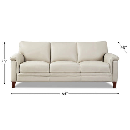 Hydeline Westcott Top Grain Leather Sofa and Chair Set with Memory Foam and Springs