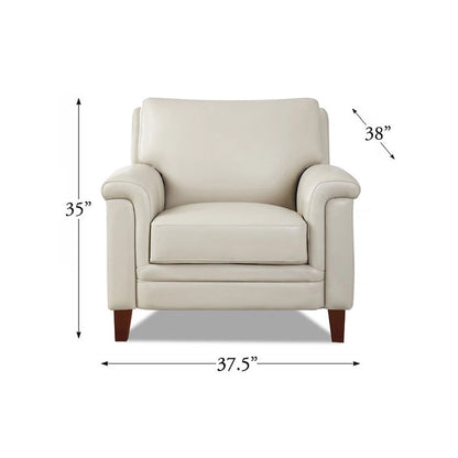 Hydeline Westcott Top Grain Leather Sofa and Chair Set with Memory Foam and Springs