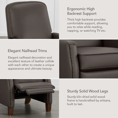 Elias Push Back Recliner for Adults Faux Leather Chair for Living Room