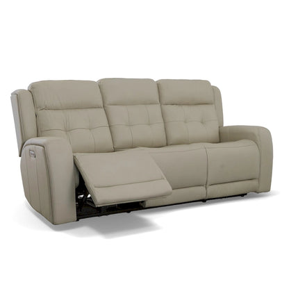 Grant 87  Leather Power Reclining Sofa with Power Headrests by Flexsteel