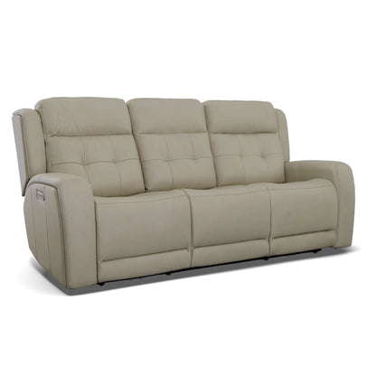 Grant 87  Leather Power Reclining Sofa with Power Headrests by Flexsteel