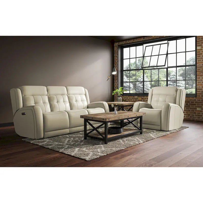 Grant 87  Leather Power Reclining Sofa with Power Headrests by Flexsteel