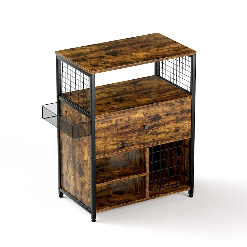 Storage Cabinet with Cricut Machines, Crafting Cabinet with Drawer & 25 Vinyl Roll Holder, Craft Table Desk Workstation for Room