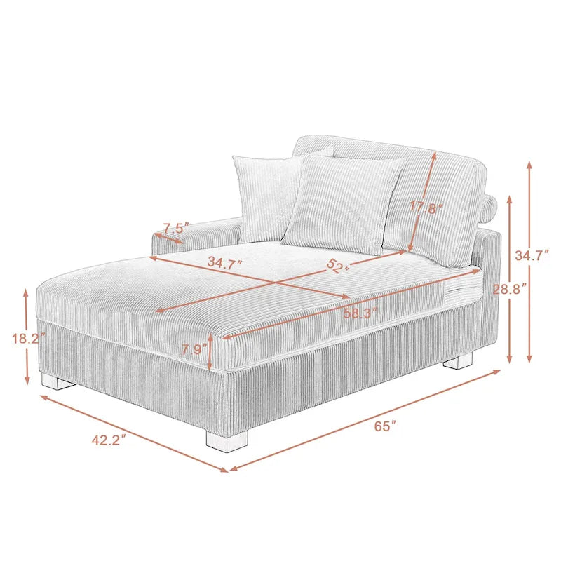 Modern Modular Sectional Sofa Corduroy Chaise Lounges