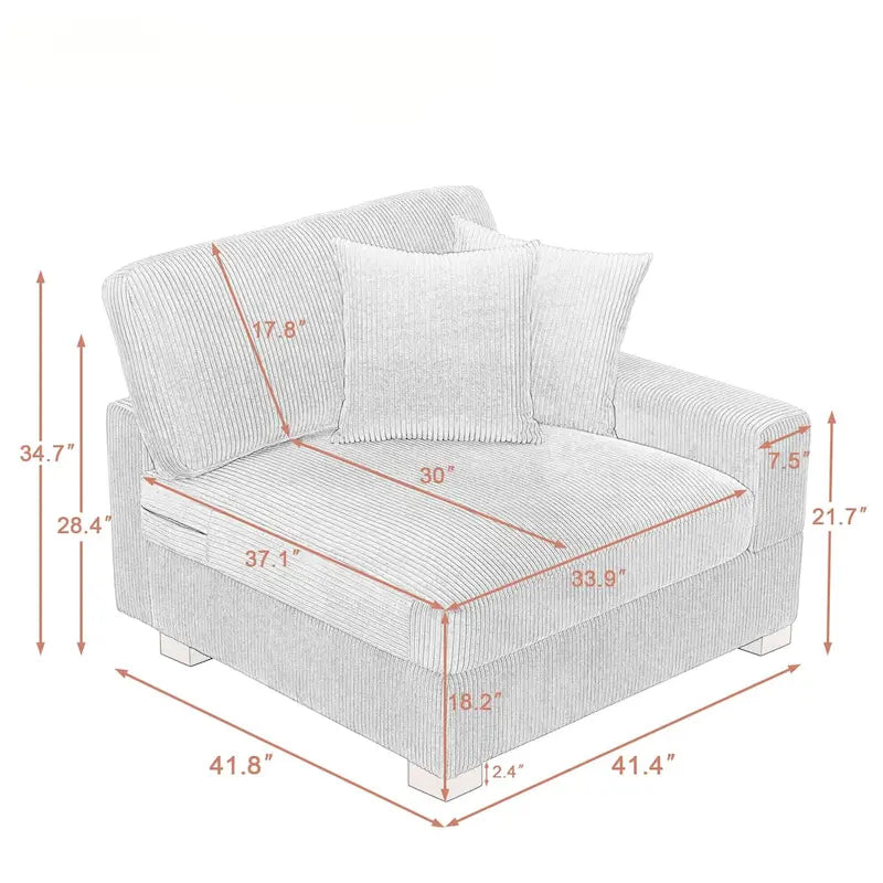 Modern Modular Sectional Sofa Corduroy Chaise Lounges