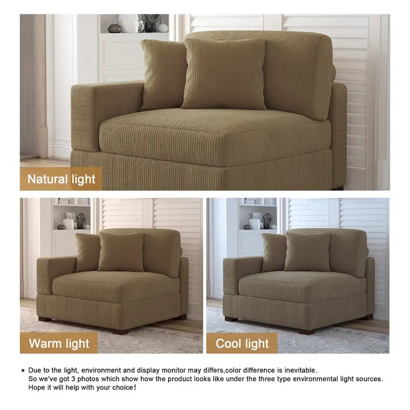 Modern Modular Sectional Sofa Corduroy Chaise Lounges