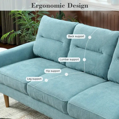 Brown Faux Leather 3-Seater Sofa with Wood Legs