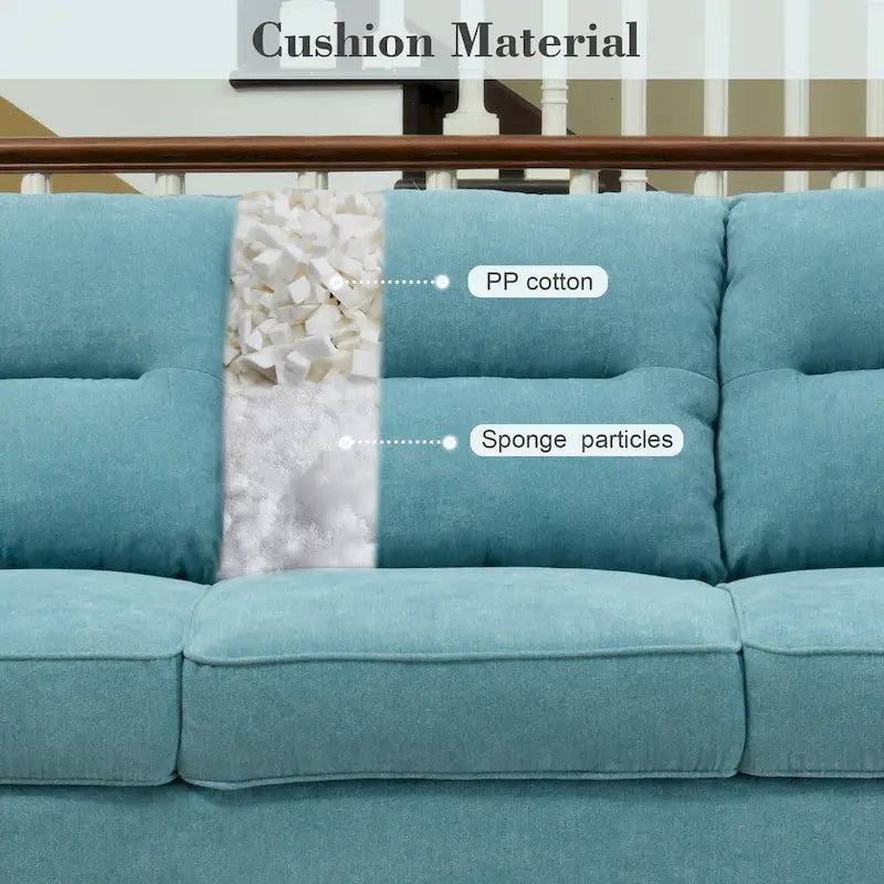 Brown Faux Leather 3-Seater Sofa with Wood Legs