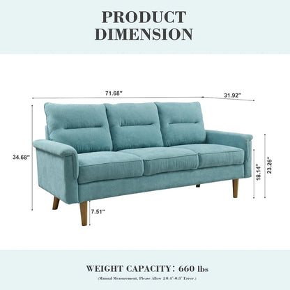 Brown Faux Leather 3-Seater Sofa with Wood Legs