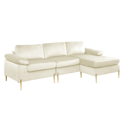 Shannon Velvet Sectional Sofa with Chaise