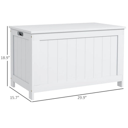 HOMCOM Storage Chest, Wooden Box with 2 Safety Hinges and Cut-out Handles, Modern Storage Trunk for Living Room, Entryway