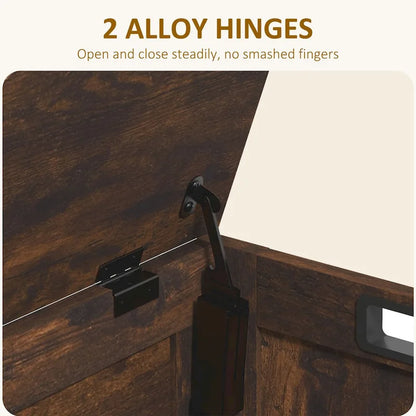 HOMCOM Storage Chest, Wooden Box with 2 Safety Hinges and Cut-out Handles, Modern Storage Trunk for Living Room, Entryway