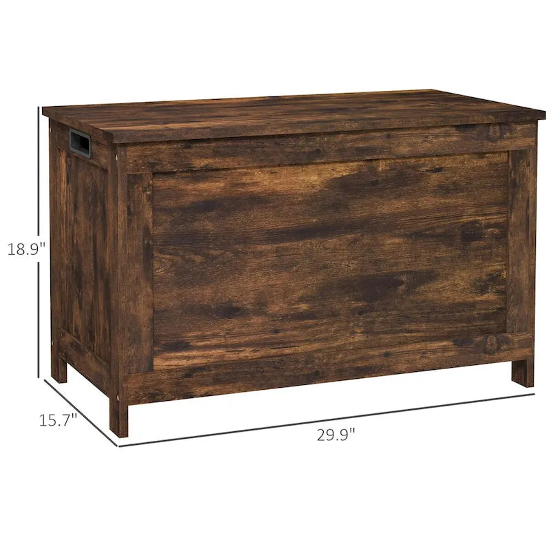 HOMCOM Storage Chest, Wooden Box with 2 Safety Hinges and Cut-out Handles, Modern Storage Trunk for Living Room, Entryway