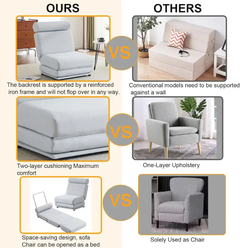 Single Sofa Chair Foldable Single Sofa Bed with Pillow,Portable Foldable Sofa Bed,Leisure Sofa Chair,Easy to Store