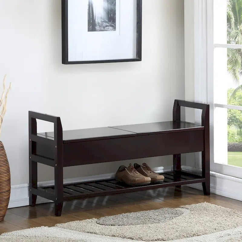 Espresso Storage Shoe Bench